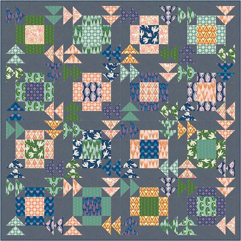 Skybound Quilt Pattern, Copper Kettle Quilt Co CKQ2402, Fat Quarter FQ Friendly Runner Baby Lap Throw Quilt Pattern, Flying Geese Quilt
