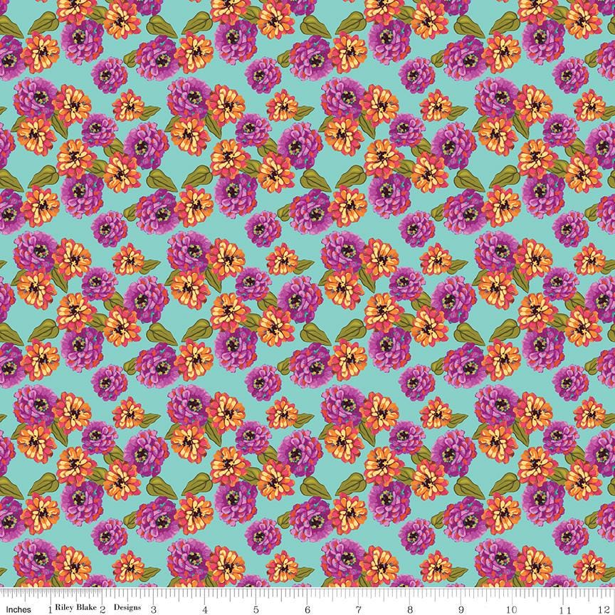 Zinnias 5" Stacker, Riley Blake 5-16690-42, 5" Precut Bright Floral Charm Pack Fabric Squares, Lila Tueller