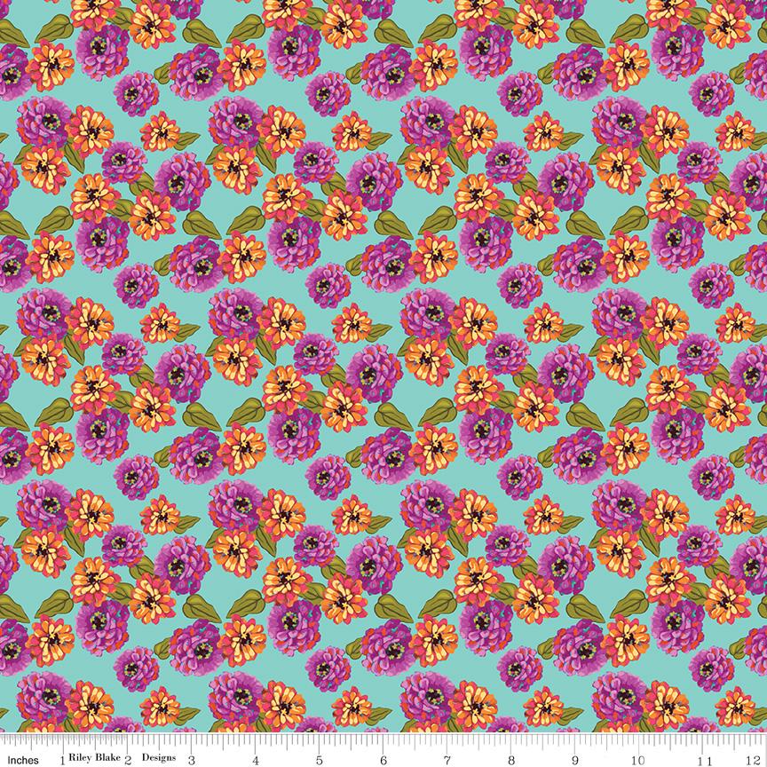 Zinnias 10" Stacker, Riley Blake 5-16690-42, 10" Precut Bright Floral Layer Cake Fabric Squares, Lila Tueller