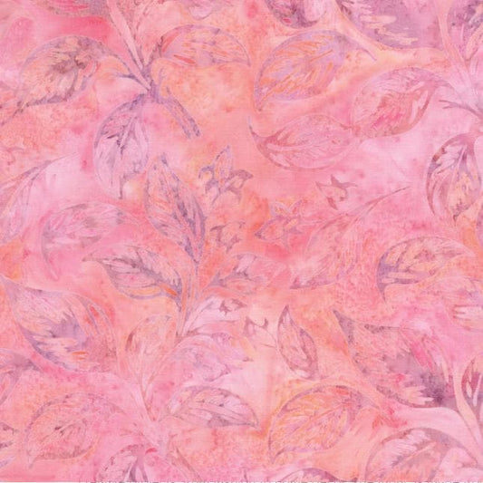 Berry Crush - Pink Purple Leaves Fabric, Island Batik 712541816, Pink Tonal Batiks, By the Yard