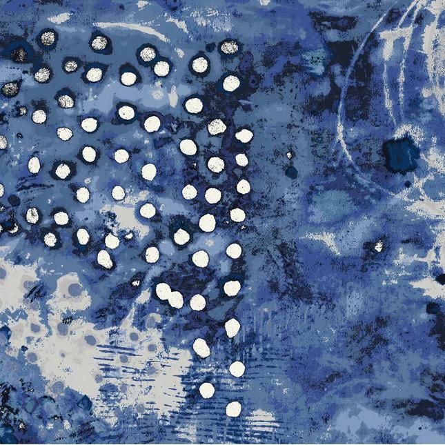 108" Weather Map Blue White Spotted Graffiti Quilt Back Fabric, Windham Fabric 53442DW-12DES, Blue Abstract Wide Quilt Backing, By the Yard