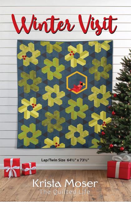 Winter Visit Quilt Pattern, The Quilted Life TQL10038, Yardage Friendly Christmas Wreaths Cardinal Lap Quilt Pattern, Diamond Ruler, Moser