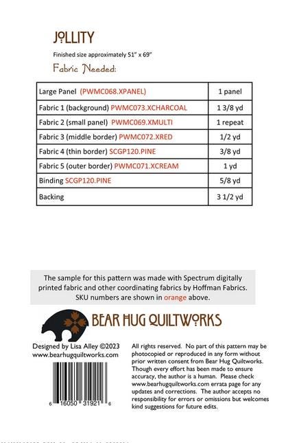 Jollity Panel Frame Quilt Pattern, Bear Hug Quiltworks BHQ278, Yardage Panel Friendly Easy Frame Lap Throw Quilt Pattern, Lisa Alley