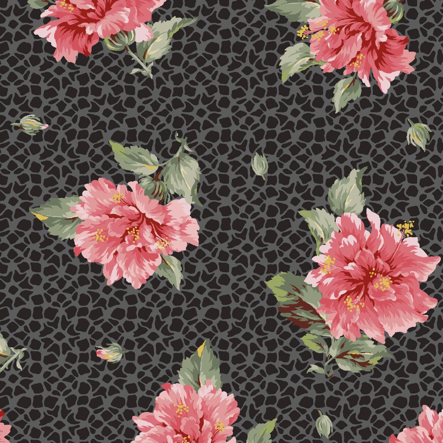 Marlowe 5" Charm Pack, Maywood Studio CP-MASMARL, 5" Precut Pink Black Gray Green Cream Floral Charm Pack Fabric Squares