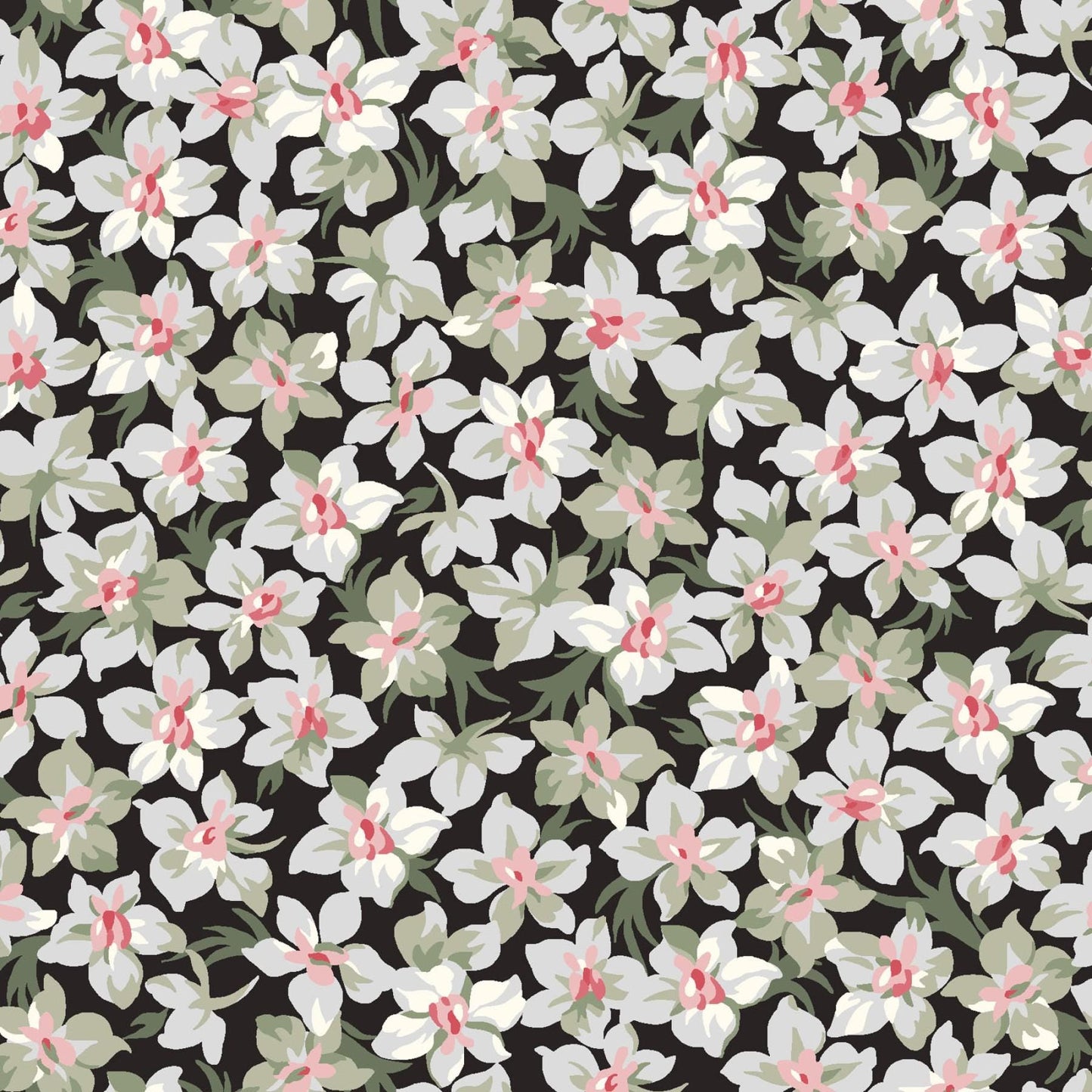 Marlowe 5" Charm Pack, Maywood Studio CP-MASMARL, 5" Precut Pink Black Gray Green Cream Floral Charm Pack Fabric Squares