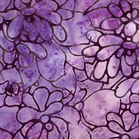 Expressions Batiks Plant Based - Purple Tonal Floral Mosaic Batik Fabric, Riley Blake BT23321-171 Amethyst, By the Yard