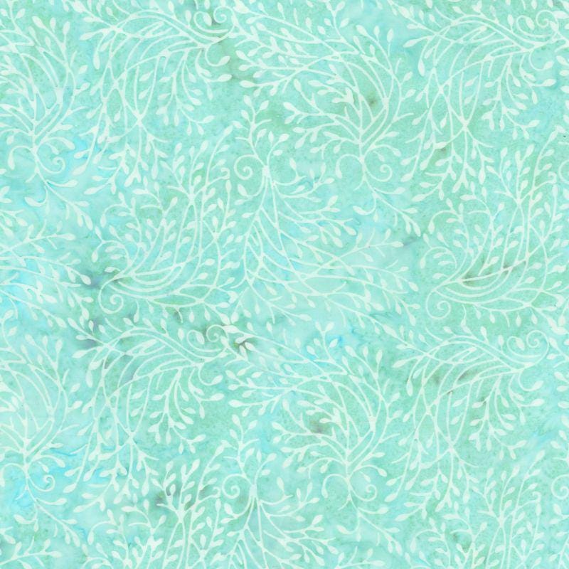 Expressions Batiks Divine Vines - Aqua Mint Swirling Vines Batik Fabric, Riley Blake BT23302-270 Confetti Cake, By the Yard
