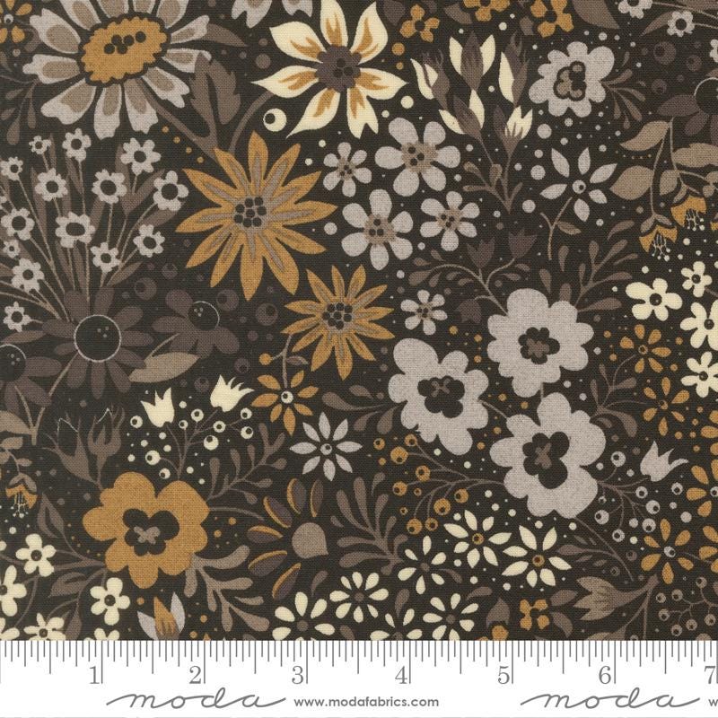 Posh Jelly Roll, Moda 30770JR, 2.5" Precut Black Brown Cream Gray Floral Jelly Roll Fabric Strips, BasicGrey