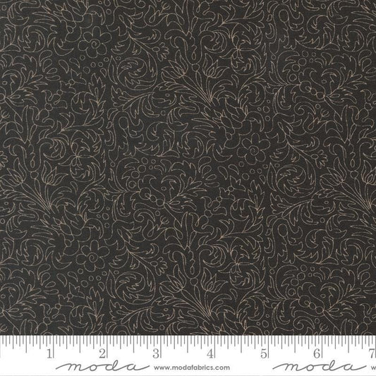Posh - Taupe Tan Cream Medallion Fabric, Moda 30773 18 Onyx Noir, Brown Black Floral Outline Blender Fabric, BasicGrey By the Yard