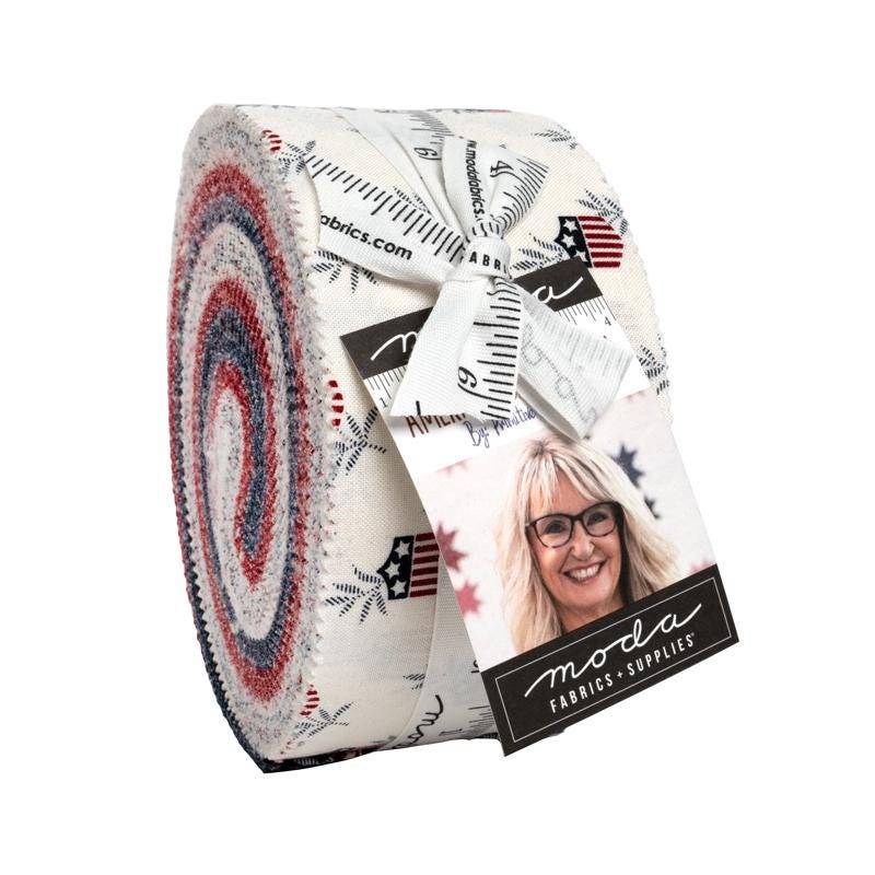 American GatheringS III 3 Jelly Roll, Moda 49320JR, 2.5" Precut Red White Blue Patriotic Americana Fabric Strip Roll, Primitive Gatherings
