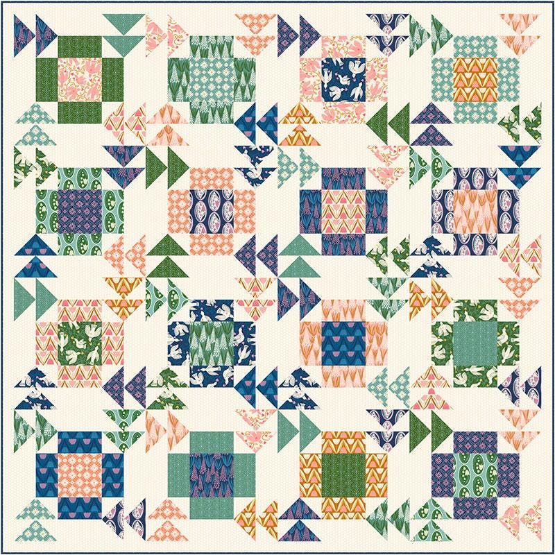 Skybound Quilt Pattern, Copper Kettle Quilt Co CKQ2402, Fat Quarter FQ Friendly Runner Baby Lap Throw Quilt Pattern, Flying Geese Quilt
