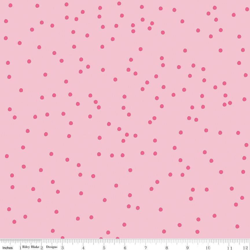 On the Dot 5" Stacker, Riley Blake 5-17030-42, 5" Precut Low Volume Polka Dots Rainbow Quilt Fabric Squares, Sew Yeah