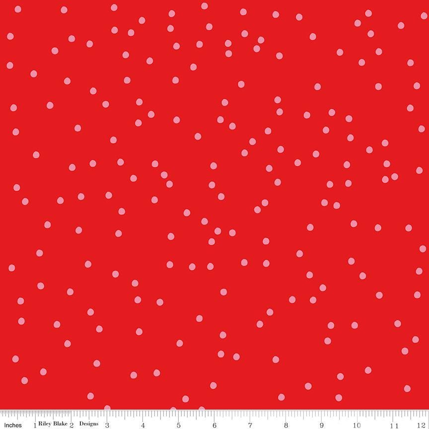 On the Dot 5" Stacker, Riley Blake 5-17030-42, 5" Precut Low Volume Polka Dots Rainbow Quilt Fabric Squares, Sew Yeah