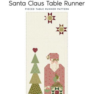 Santa Claus Table Runner Quilt Pattern, Laundry Basket Quilts LBQ-1921-P, Precuts Yardage Friendly Christmas Xmas Table Runner Pattern