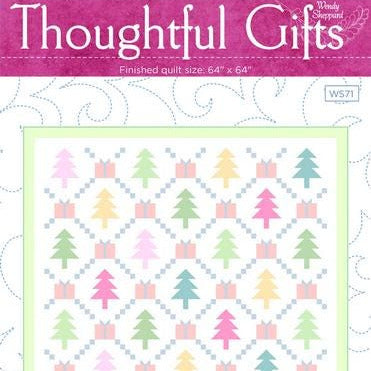 Thoughtful Gifts Quilt Pattern, Wendy Sheppard WS71, Yardage Friendly Christmas Xmas Trees Packages Quilt Pattern