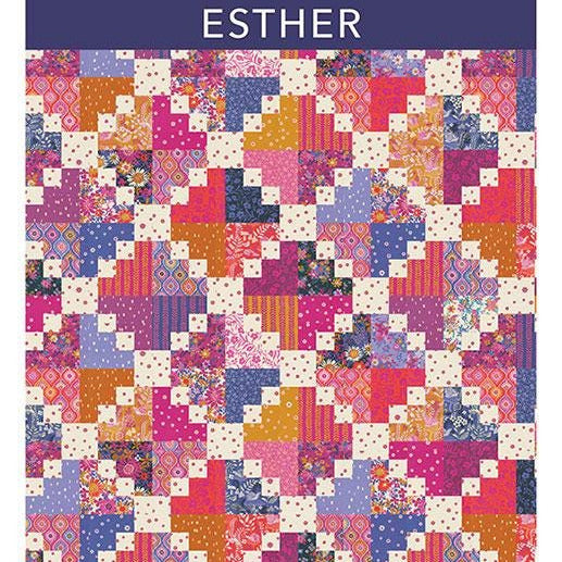 Esther Quilt Pattern, Crystal Manning CMA894, Layer Cake Fat Quarter FQ Friendly Modern Chain Baby Throw Bed Quilt Pattern