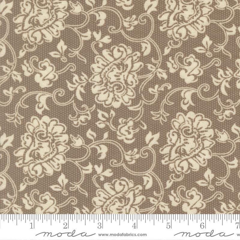 Posh 5" Charm Pack, Moda 30770PP, 5" Precut Black Gray Brown Tan Floral Fabric Squares, BasicGrey