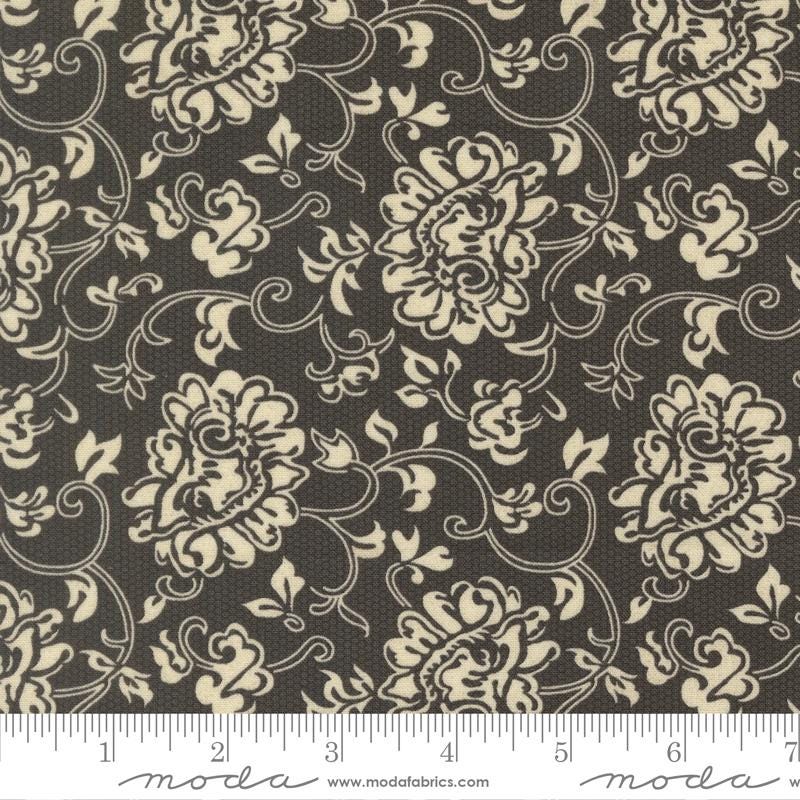 Posh Jelly Roll, Moda 30770JR, 2.5" Precut Black Brown Cream Gray Floral Jelly Roll Fabric Strips, BasicGrey