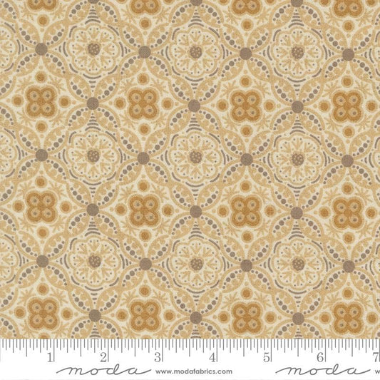 Posh - Taupe Tan Cream Medallion Fabric, Moda 30772 11 Ivory Whisper, Filigree Damask Medallion Fabric, BasicGrey By the Yard