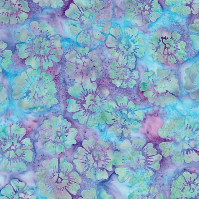 Garden Bloom Stack, Island Batik, 10" Precut Pink Blue Purple Green Turquoise Floral Batik Layer Cake Fabric Squares