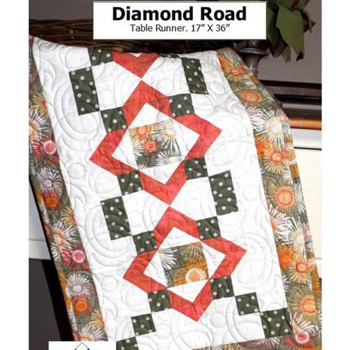 Diamong Road Table Runner Pattern, Creek Side Stitches CSS147, Yardage Friendly Easy Quilted Table Runner Pattern