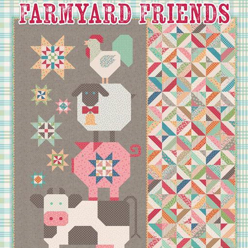 Farmyard Friends Quilt Pattern, It's Sew Emma - Bee in My Bonnet ISE-318, Yardage Friendly Cow Pig Sheep Rooster Stack Quilt Pattern, Holt
