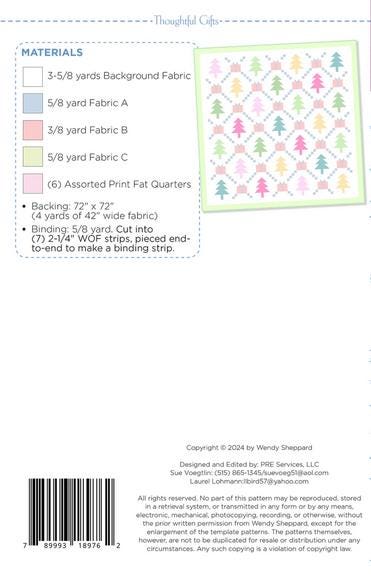 Thoughtful Gifts Quilt Pattern, Wendy Sheppard WS71, Yardage Friendly Christmas Xmas Trees Packages Quilt Pattern