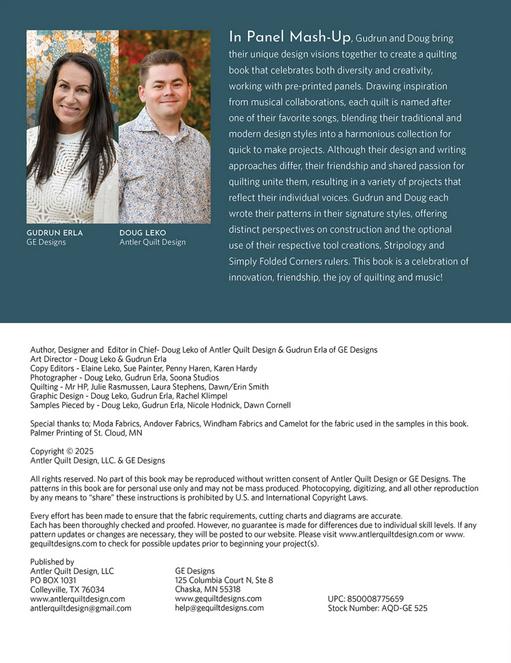 Panel Mash Up Quilt Pattern Book, GE Antler Quilt Design BO-PR-0030, 20 Panel Frame Patterns, Doug Leko Gudrun Erla