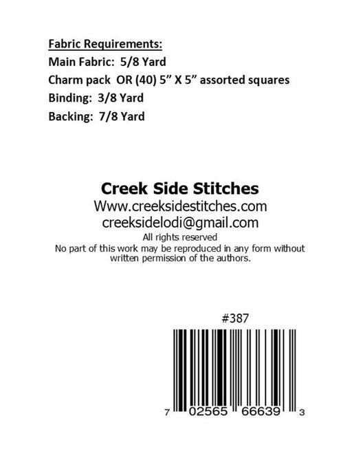 Ups and Downs Charm Table Runner Topper Pattern, Creek Side Stitches CSS387, Charm Pack Friendly Easy Quilted Table Runner or Topper Pattern