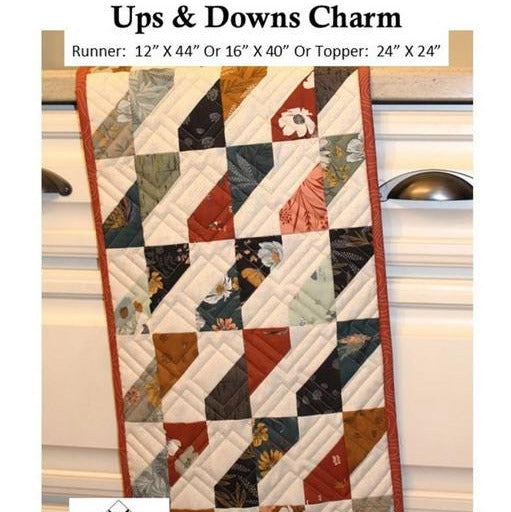 Ups and Downs Charm Table Runner Topper Pattern, Creek Side Stitches CSS387, Charm Pack Friendly Easy Quilted Table Runner or Topper Pattern