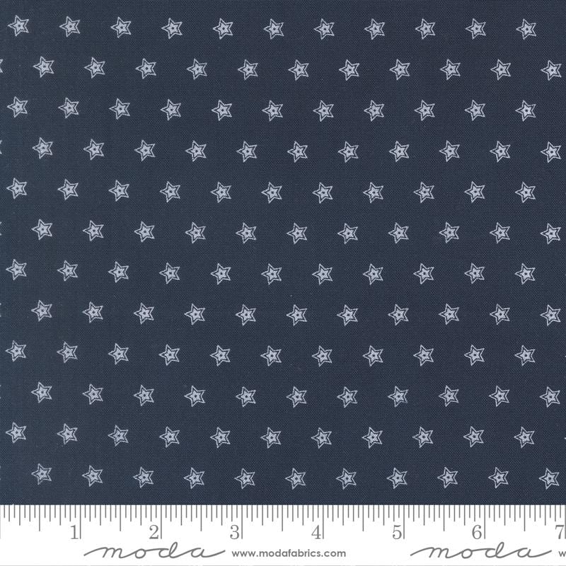 American Gatherings III - White Stars on Navy Fabric Fabric, Moda 49324 16 Navy, Patriotic Fabric, Primitive Gatherings, By the Yard