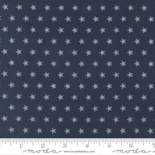 American Gatherings III - White Stars on Navy Fabric Fabric, Moda 49324 16 Navy, Patriotic Fabric, Primitive Gatherings, By the Yard