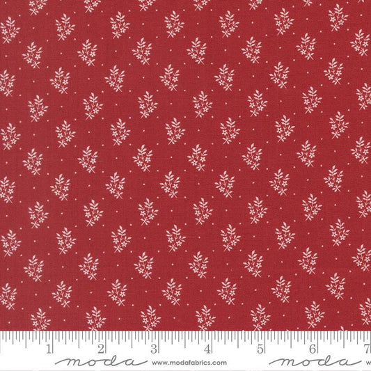 American Gatherings III - White Flowers on Red Fabric Fabric, Moda 49327 12 Crimson, Red Blender Fabric, Primitive Gatherings, By the Yard