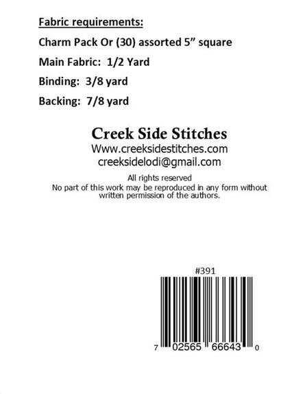 Charming You Table Runner Pattern, Creek Side Stitches CSS391, Charm Pack Friendly Easy Quilted Table Runner Pattern