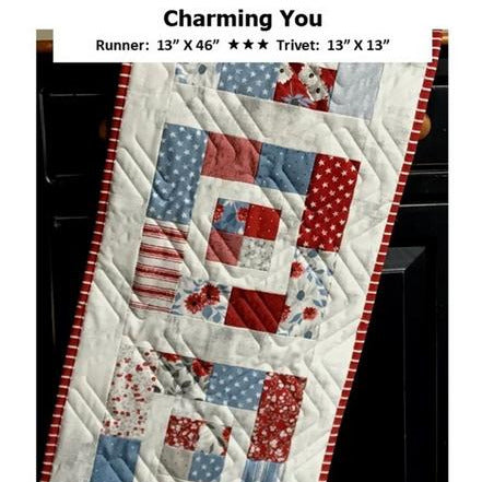 Charming You Table Runner Pattern, Creek Side Stitches CSS391, Charm Pack Friendly Easy Quilted Table Runner Pattern