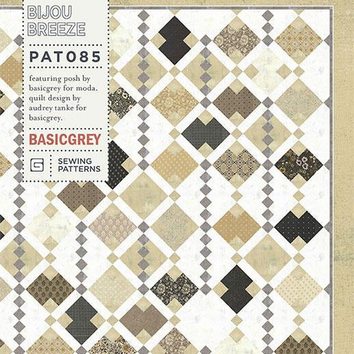 Bijou Breeze Quilt Pattern, BasicGrey PAT085, Jelly Roll Friendly Chandelier Throw Quilt Pattern