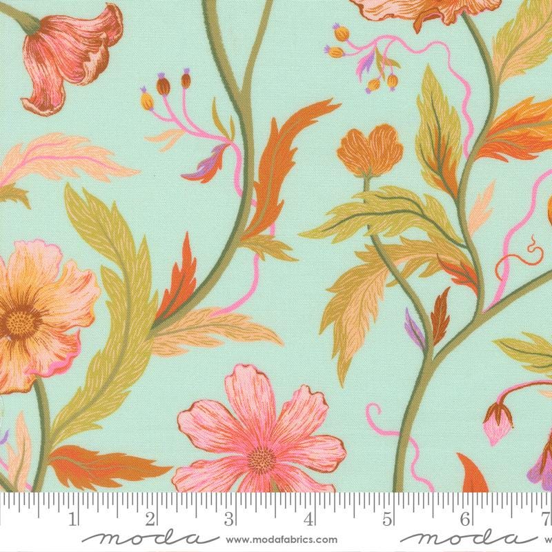 Floral Fondant 5" Charm Pack, Moda 14130PP, 5" Precut Purple Yellow Mint Floral Charm Pack Fabric Squares, Linn Warme
