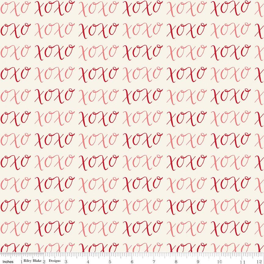 Letters to Cupid 10" Stacker, Riley Blake 10-16980-42, 10" Precut Pink Red Cream Valentines Day Floral Fabric Squares, My Mind's Eye