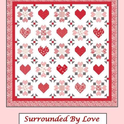 Surrounded by Love Quilt Pattern, P188-SURROUNDED, Layer Cake 10" Stacker Friendly Hearts Bed Quilt Pattern, LaVonne Jackson