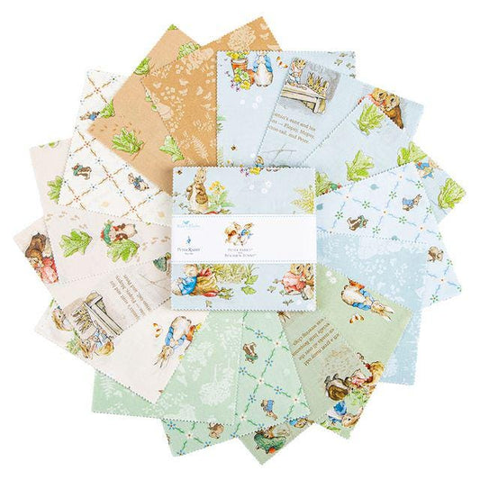 Peter Rabbit and Benjamin Bunny 5" Stacker, Riley Blake 5-17250-42, 5" Storybook Beatrix Potter Peter Rabbit Precut Fabric Squares