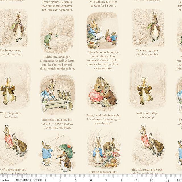 Peter Rabbit and Benjamin Bunny 5" Stacker, Riley Blake 5-17250-42, 5" Storybook Beatrix Potter Peter Rabbit Precut Fabric Squares