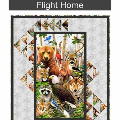 Flight Home Panel Frame Quilt Pattern, Pine Tree Country Quilts PT1910, 24" Vertical Fabric Panel Friendly Frame Quilt Pattern