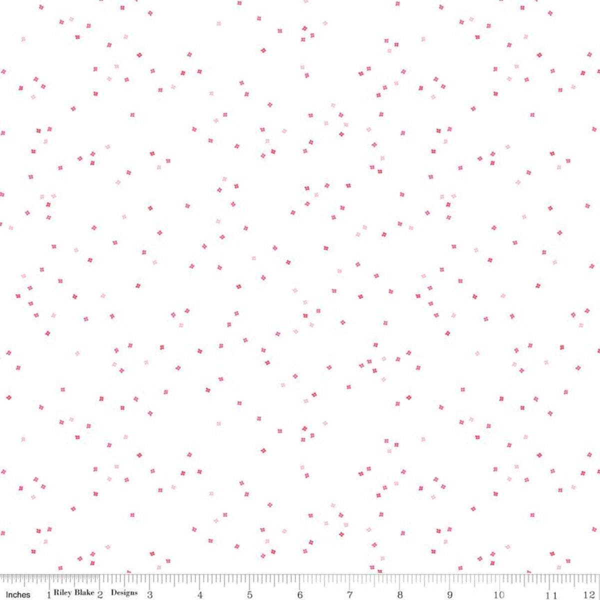Blossom - Pink Polka Dot Flowers Fabric, Riley Blake C730-ALLTHEPINK, Valentine Blender Fabric, Cotton Quilt Apparel Fabric, By the Yard