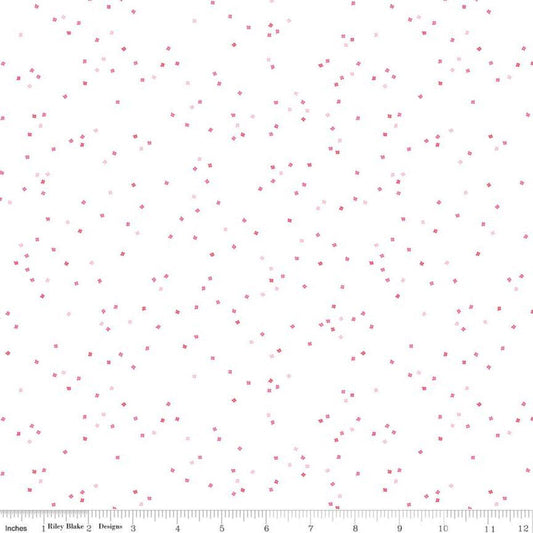 Blossom - Pink Polka Dot Flowers Fabric, Riley Blake C730-ALLTHEPINK, Valentine Blender Fabric, Cotton Quilt Apparel Fabric, By the Yard