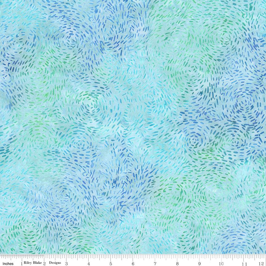 Expressions Batiks Silver Shores 5" Stacker, Riley Blake 5-23553-42, 5" Precut Teal Aqua Gray White Batik Fabric Squares