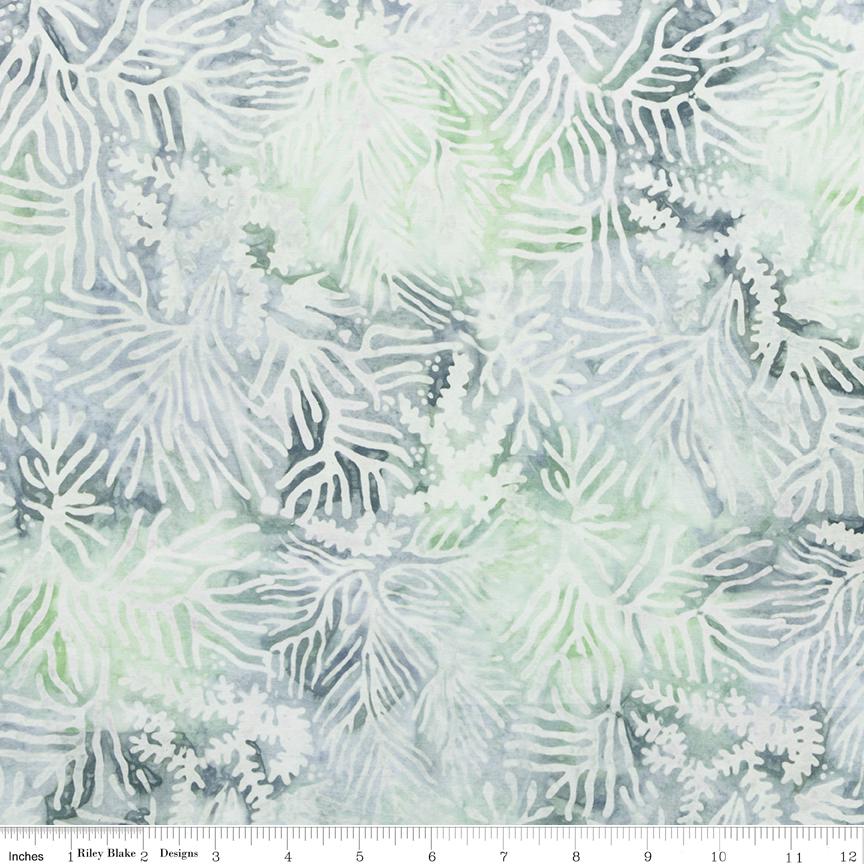 Expressions Batiks Silver Shores 5" Stacker, Riley Blake 5-23553-42, 5" Precut Teal Aqua Gray White Batik Fabric Squares