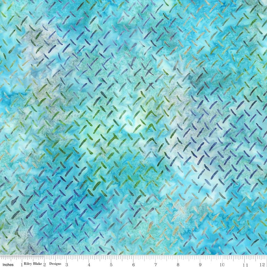 Expressions Batiks Silver Shores 5" Stacker, Riley Blake 5-23553-42, 5" Precut Teal Aqua Gray White Batik Fabric Squares