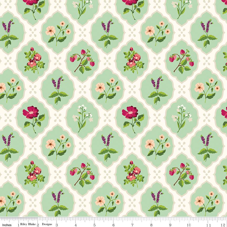 Virginal Rose 5" Stacker, Riley Blake 5-17320-42, Precut 5" Pink Yellow Green Blue Peach Floral Quilt Fabric Squares, Katherine Lenius