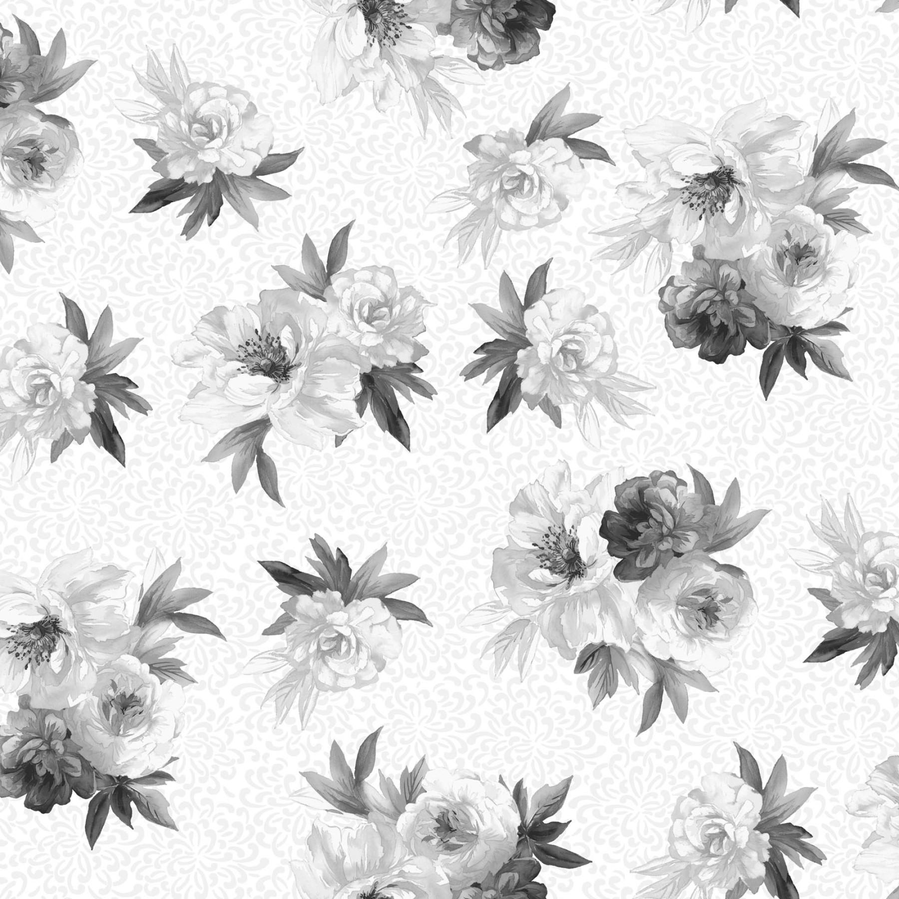 Moonlit Walk 10" Squares, Maywood Studio SQ-MASMOON, 10" Precut Black Gray White Floral Layer Cake Fabric Squares