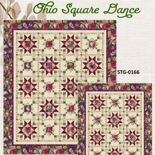 Ohio Square Dance Quilt Pattern, The Sweet Tea Girls STG0166, Yardage Friendly Ohio Star Lap Throw Bed Quilt Pattern